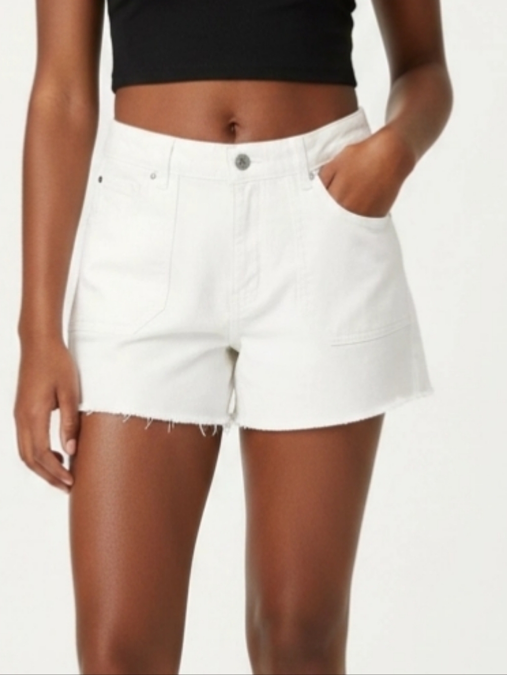 Paige Womens Shorts Sz 31 Crisp White Maysley Raw Hem Utility Style
